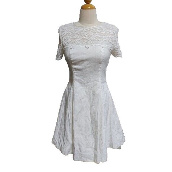 Vintage Lanz Originals White Damask Lace Yoke Dress DEADSTOCK NWT - Picture 1 of 13